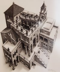 Mooie tekening van Escher te zien tijdens ons bezoek aan het Eschermuseum in Den Haag 18 september 2016
