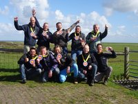 Groepsfoto gemaakt na onze wandeling over Texel 17 april 2016
