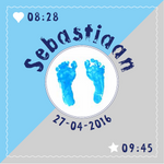 Geboortekaartje van mijn achterneefje Sebastiaan.