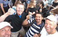 Samen met Peter, Paul en Oscar op de Gaypride in Utrecht.