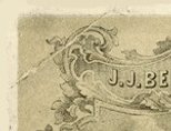 Gegraveerd adreskaartje van J.J. Beijnes met daarop de Beijnes fabriek in de beginjaren (foto Beijnes). 